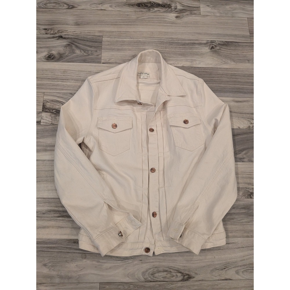 Crosby & Howard Denim Trucker Jacket Women's Ivory with Copper Buttons Size M